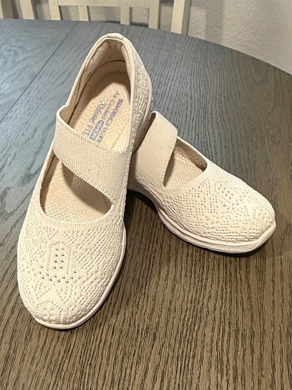 Skechers Beige/Cream Slip-On Shoes with Stretchy Straps